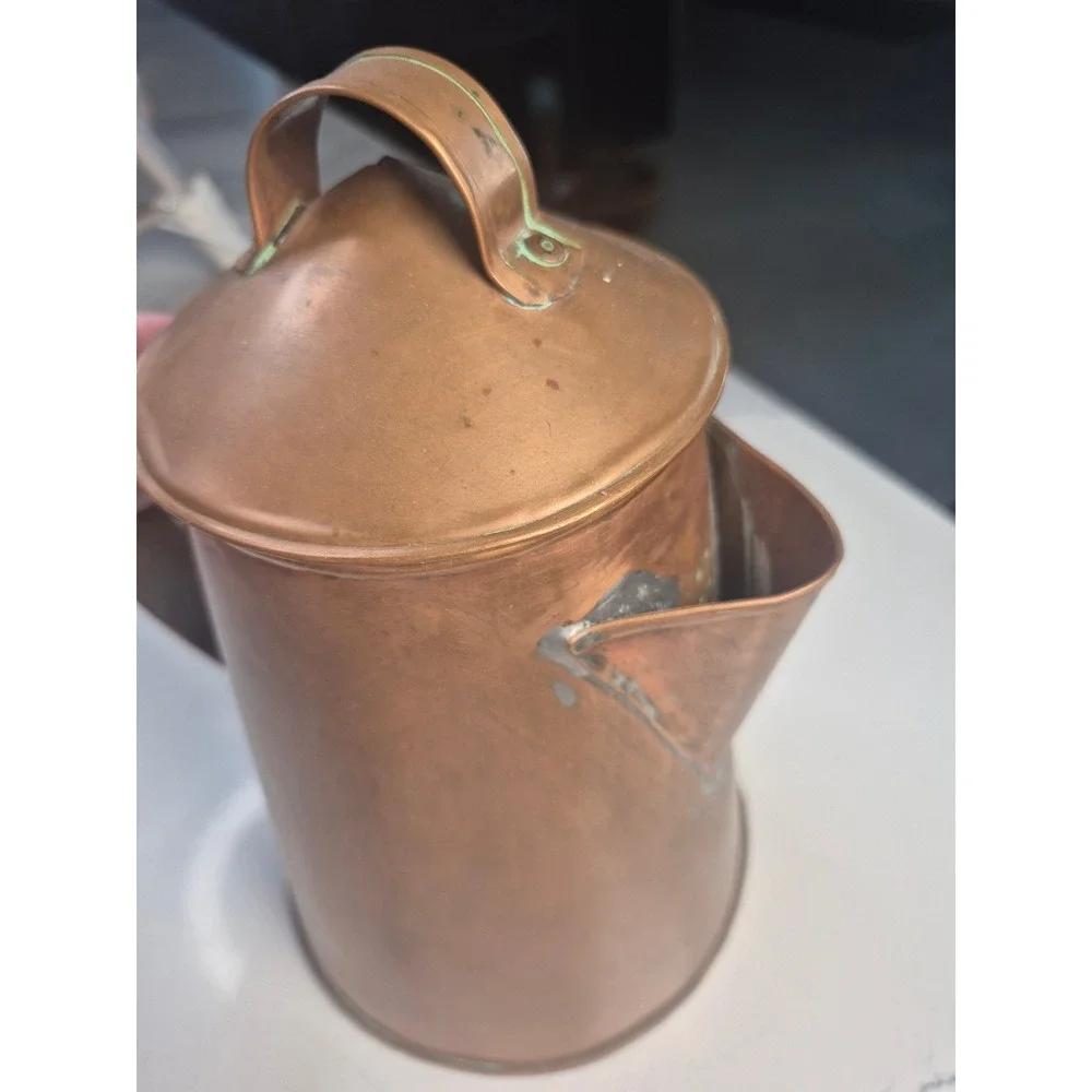 Vintage Primitive Copper Coffee‎ Pot Pitcher Rustic Farmhouse Decor 9.5 Inch